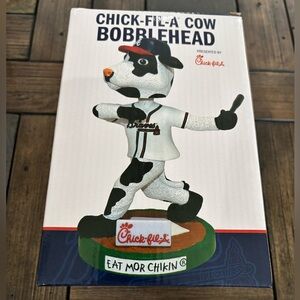 Chick-fil-A Cow Bobblehead in Atlanta Braves Uniform